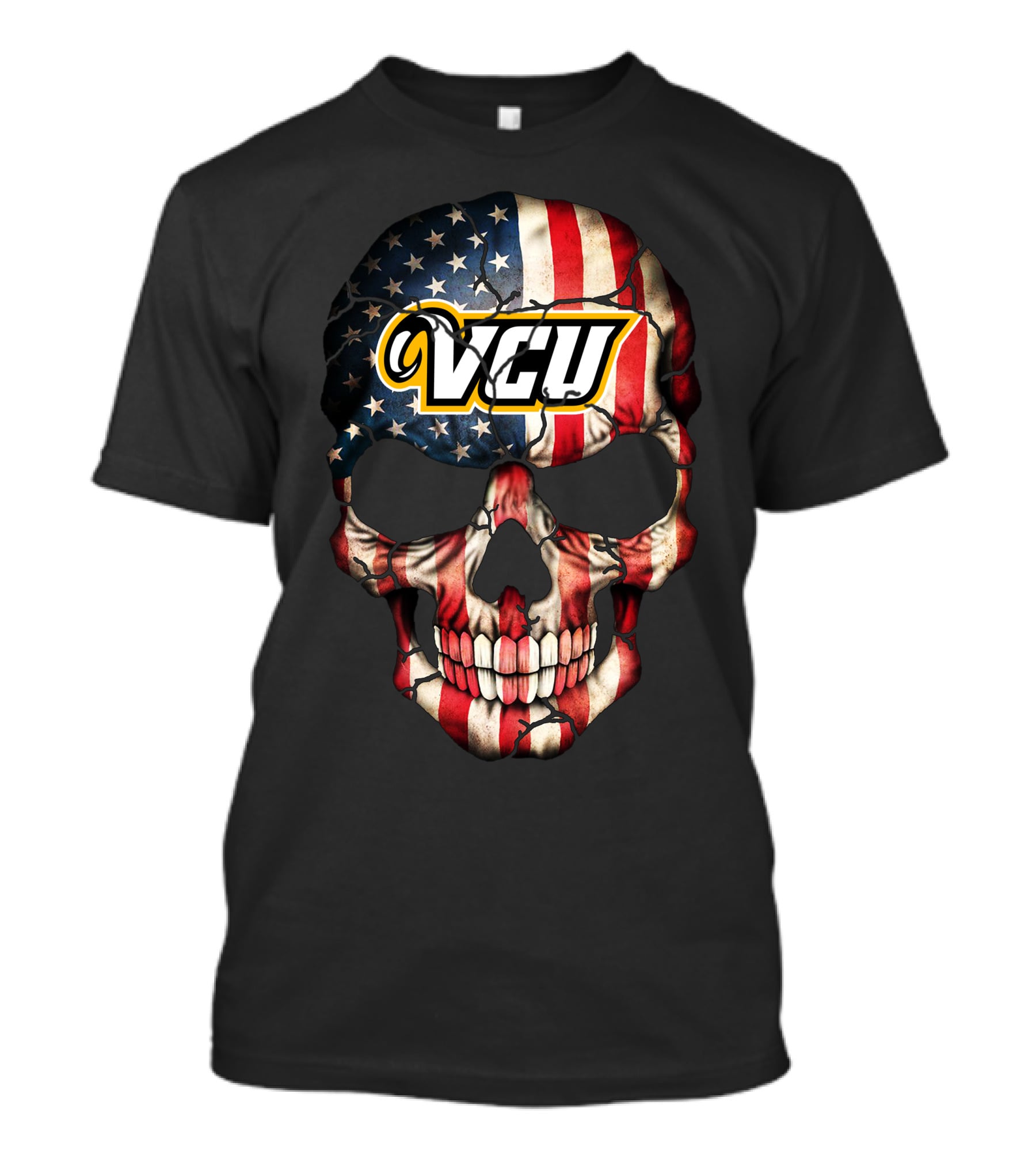 Vcu Rams Skull American Flag T-Shirt