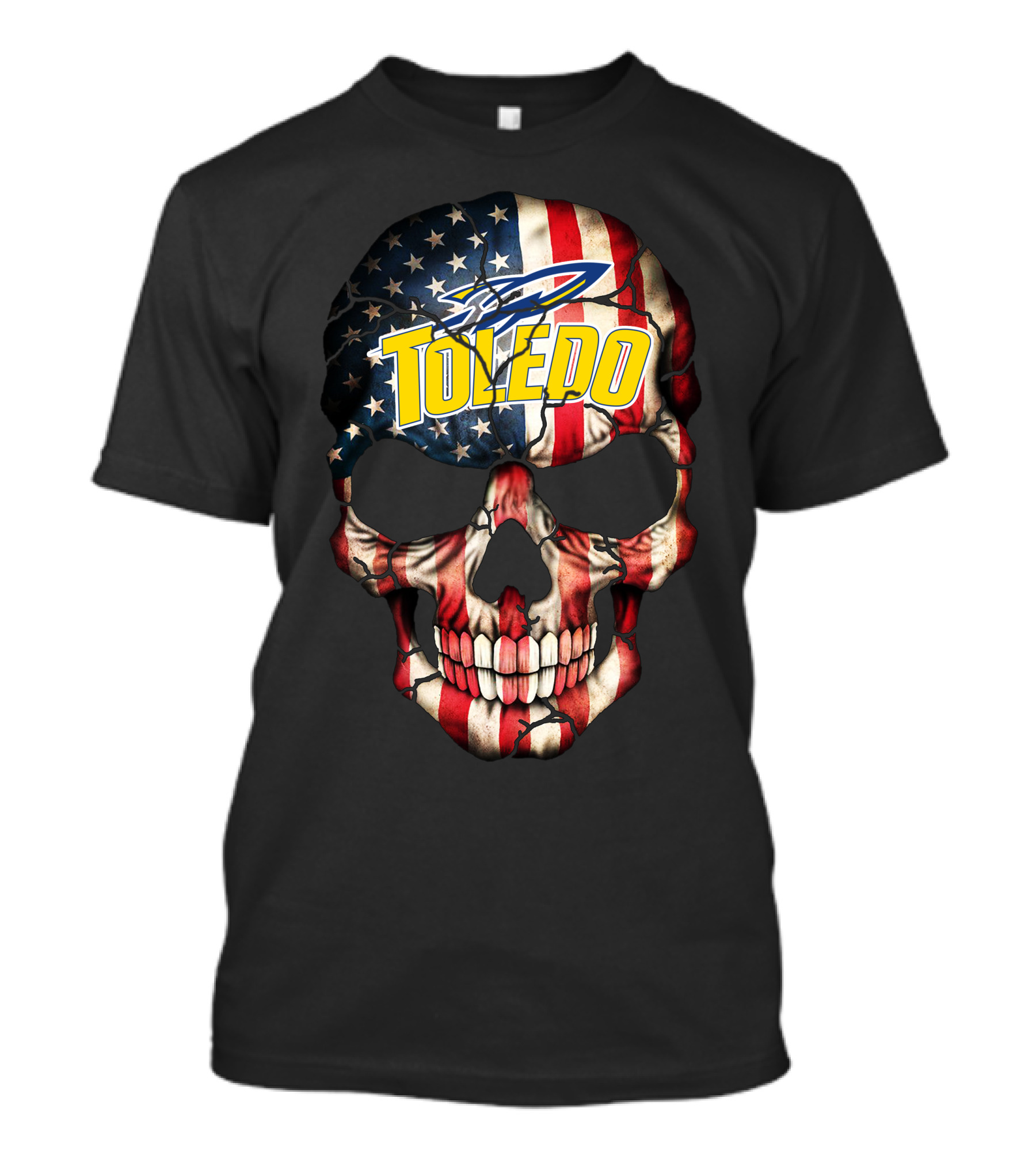 Toledo Rockets Usa Flag Skull T-Shirt