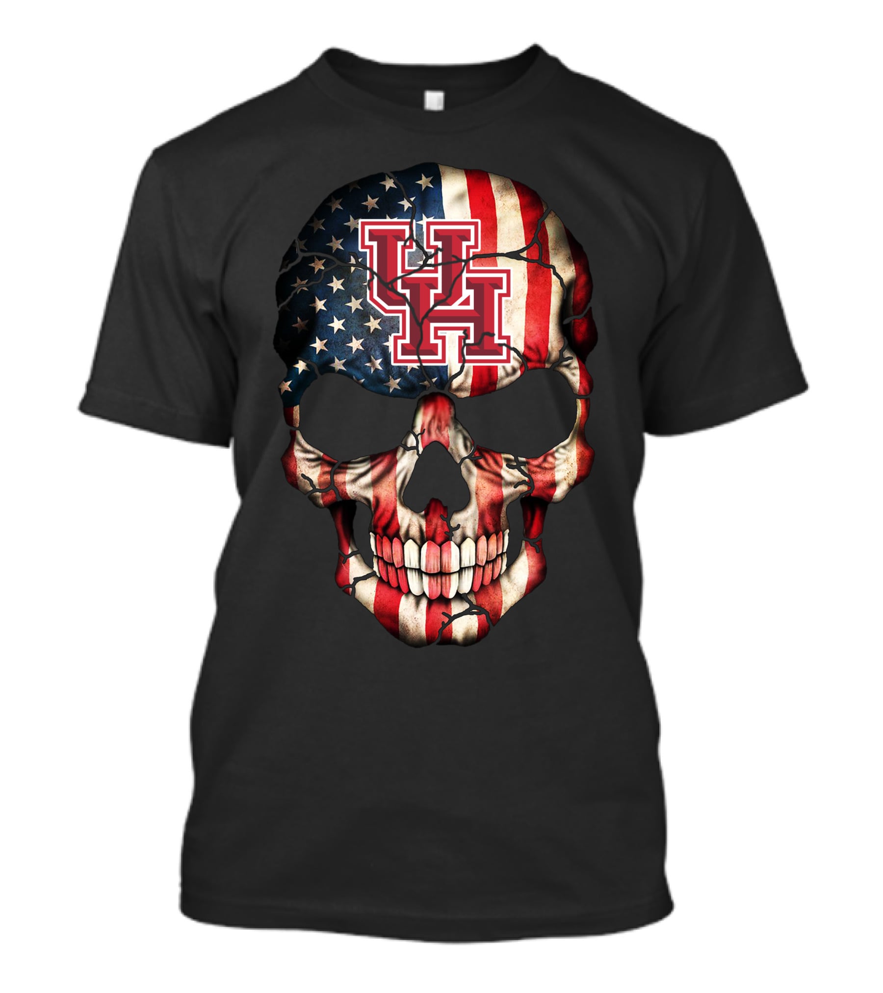 Uh Skull American Flag 86 Houston Cougars T-Shirt