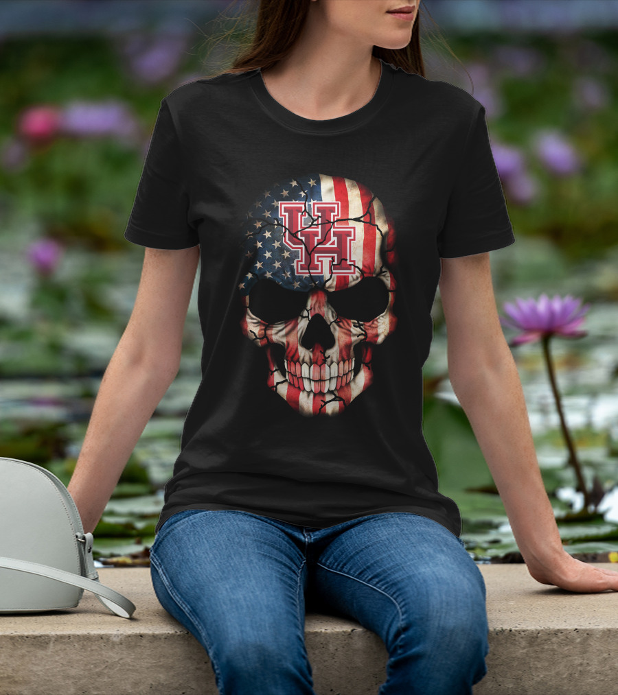 Uh Skull American Flag 86 Houston Cougars T-Shirt