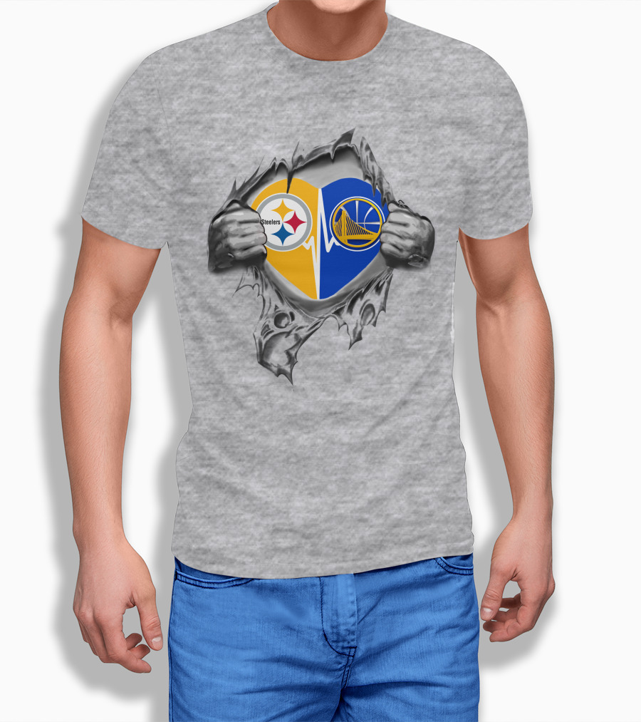 Steelers Golden State Warriors Heartbeat Passion In My Heart T-Shirt