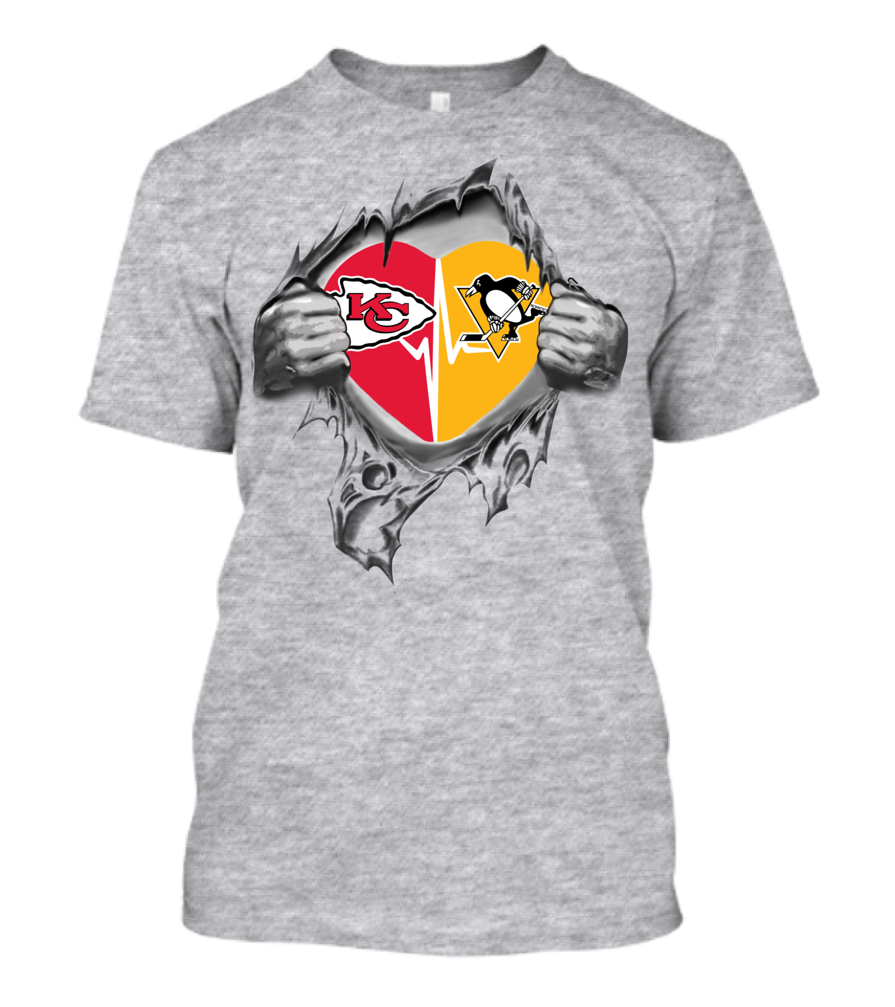 Chiefs And Pittsburgh Penguins Heartbeat Loyalty T-Shirt