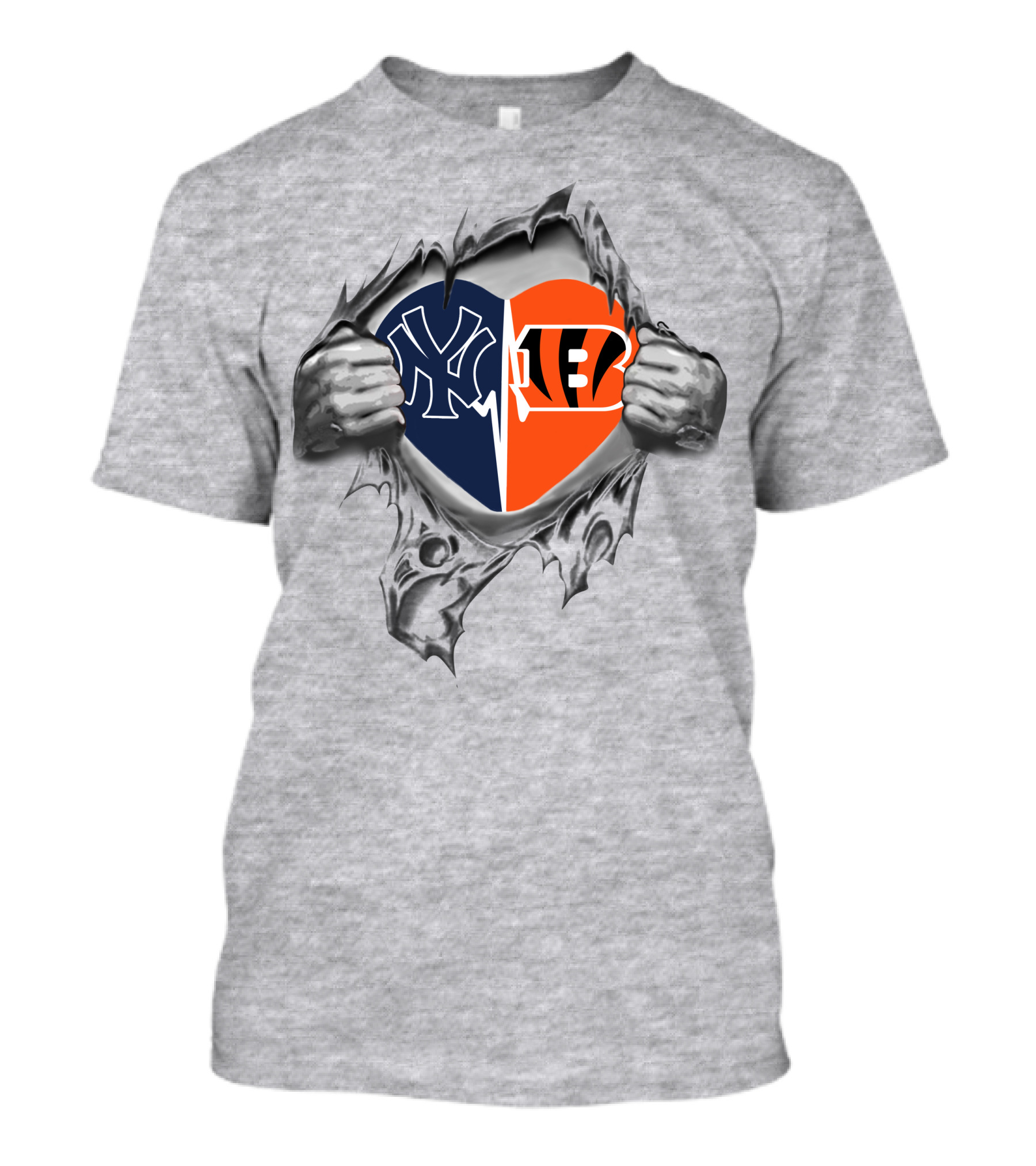Yankees Cincinnati Bengals Heart Revealed With Iconic Logos And Team Spirit T-Shirt