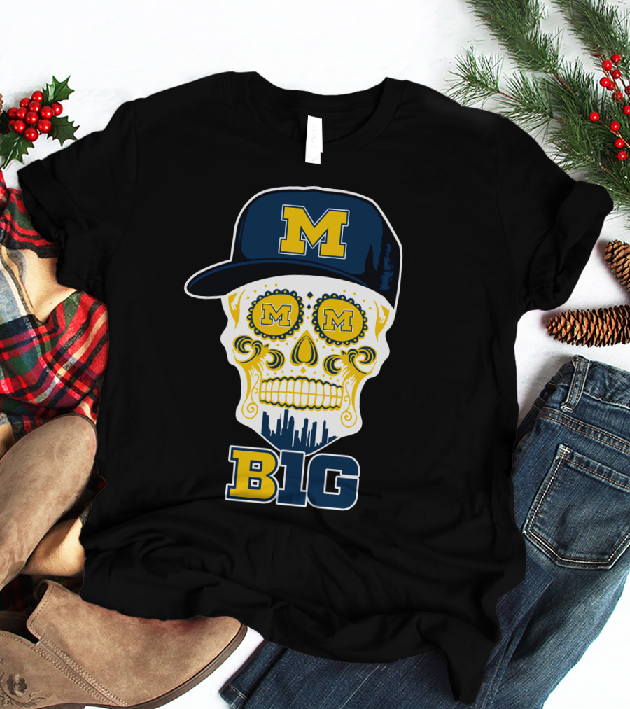 Michigan Wolverines Big Ten Skull Cap T-Shirt