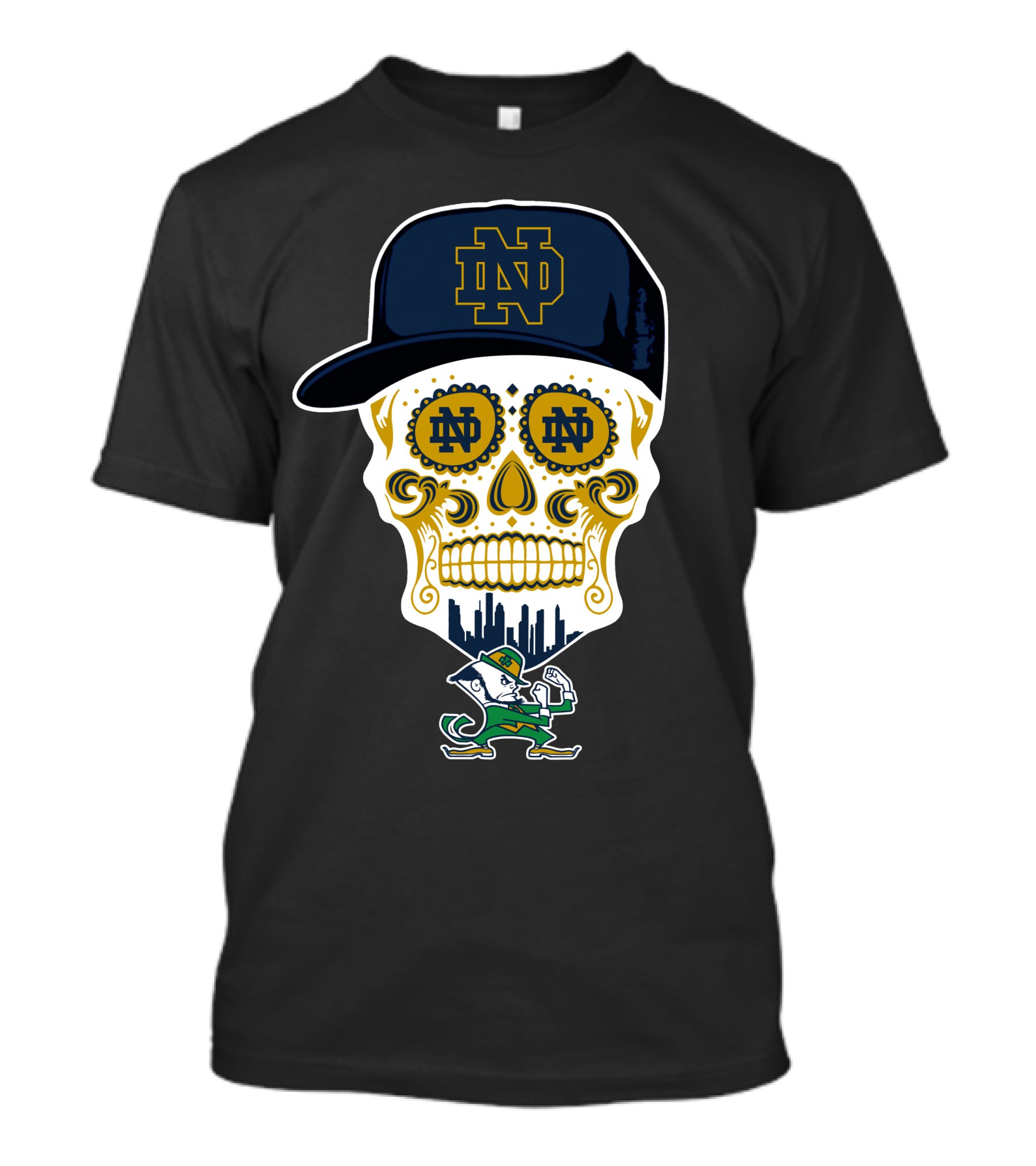 Notre Dame Fighting Irish Skull Nd Hat Iconic Symbol T-Shirt