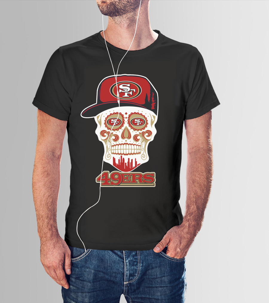 Sf 49ers Skull With Cap 49ers T-Shirt