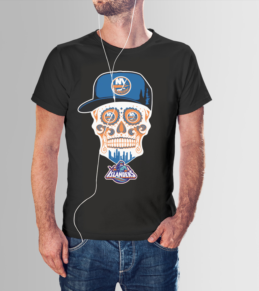 New York Islanders Skull With Cap T-Shirt