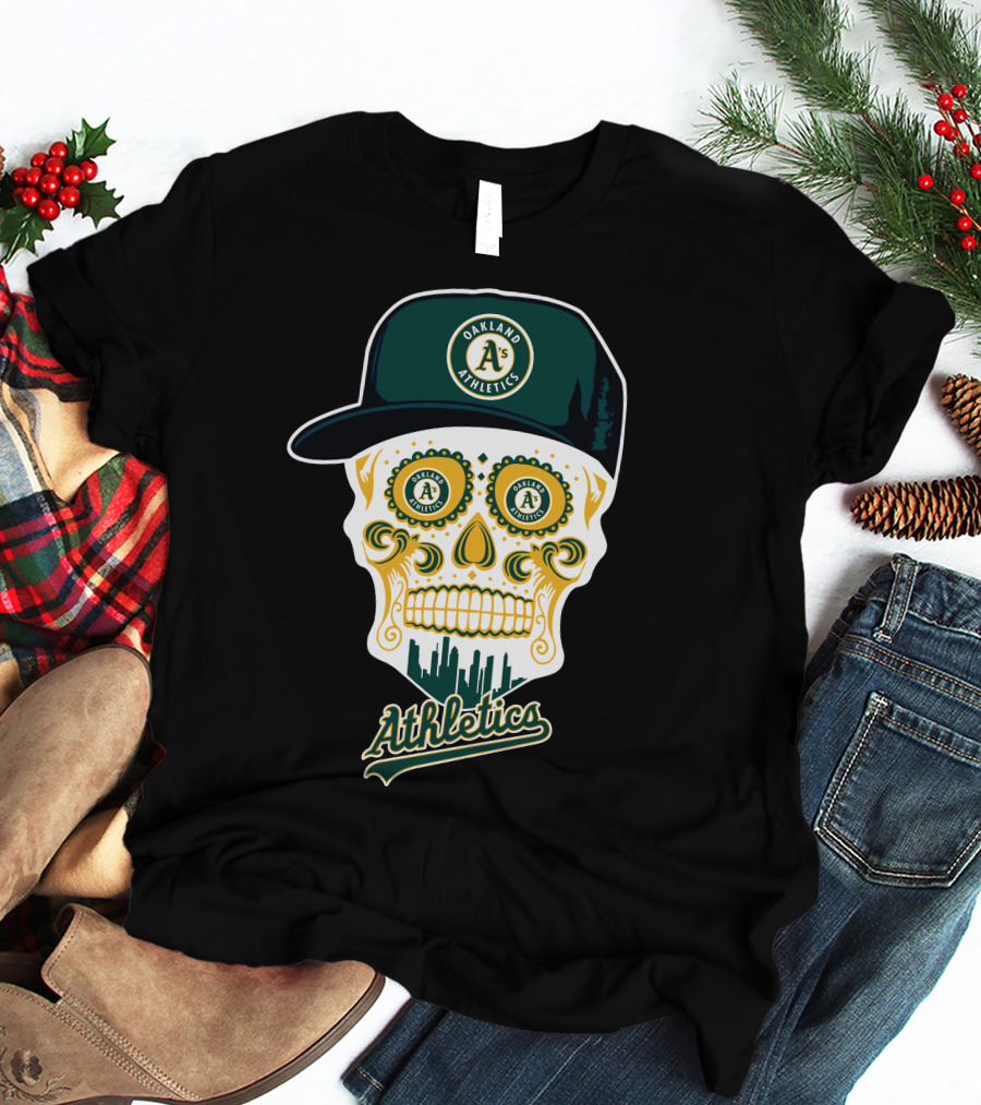 Oakland Athletics A's Skull Cityscape Funny T-Shirt
