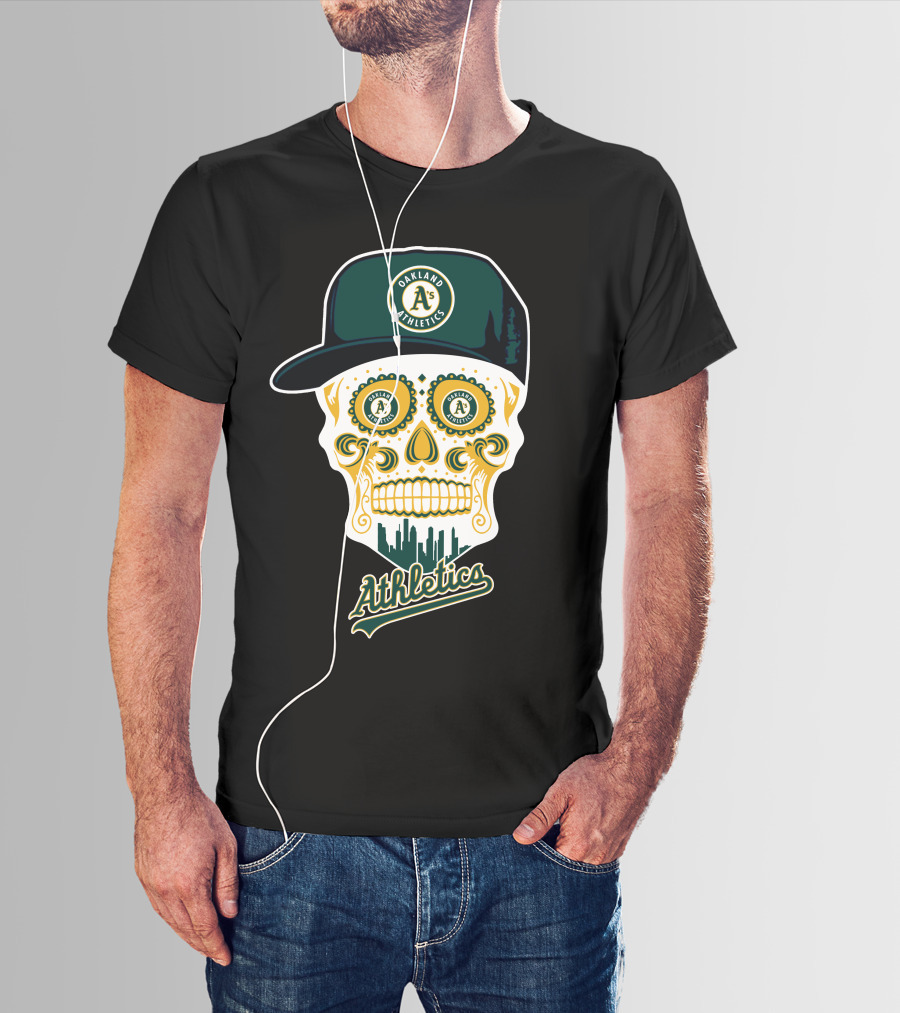 Oakland Athletics A's Skull Cityscape Funny T-Shirt