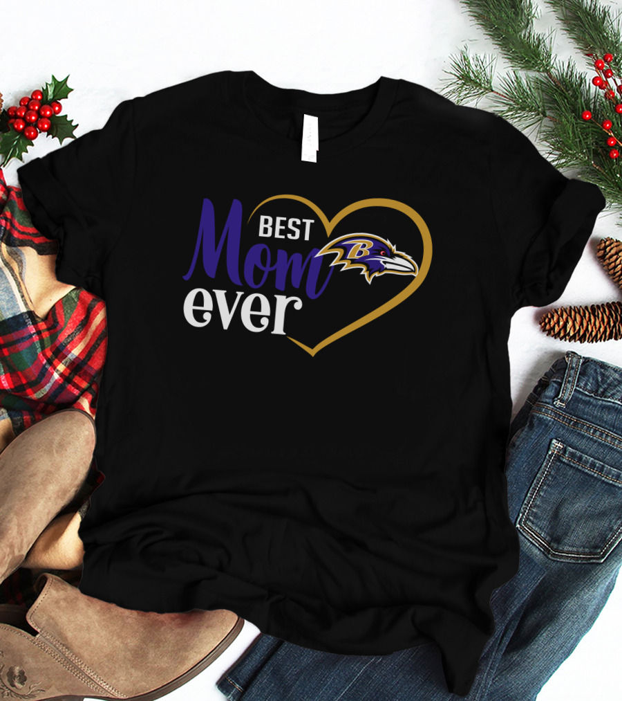 Best Mom Ever Baltimore Ravens Heart T-Shirt