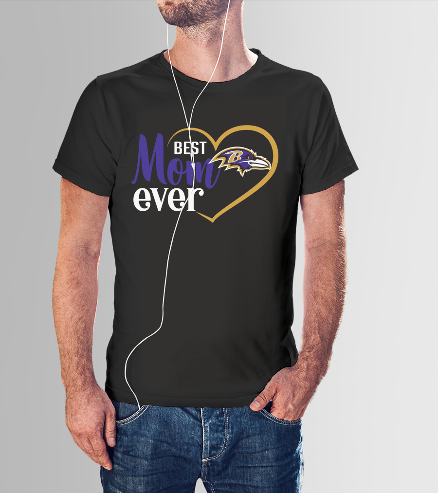 Best Mom Ever Baltimore Ravens Heart T-Shirt