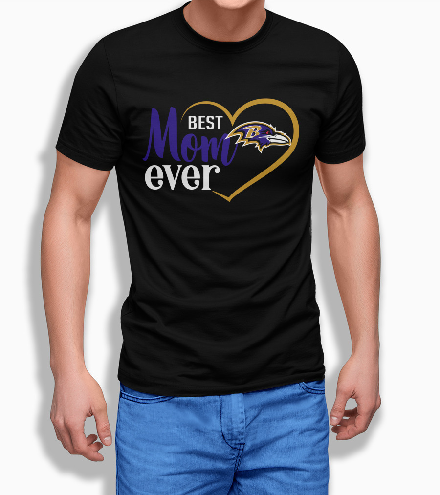 Best Mom Ever Baltimore Ravens Heart T-Shirt