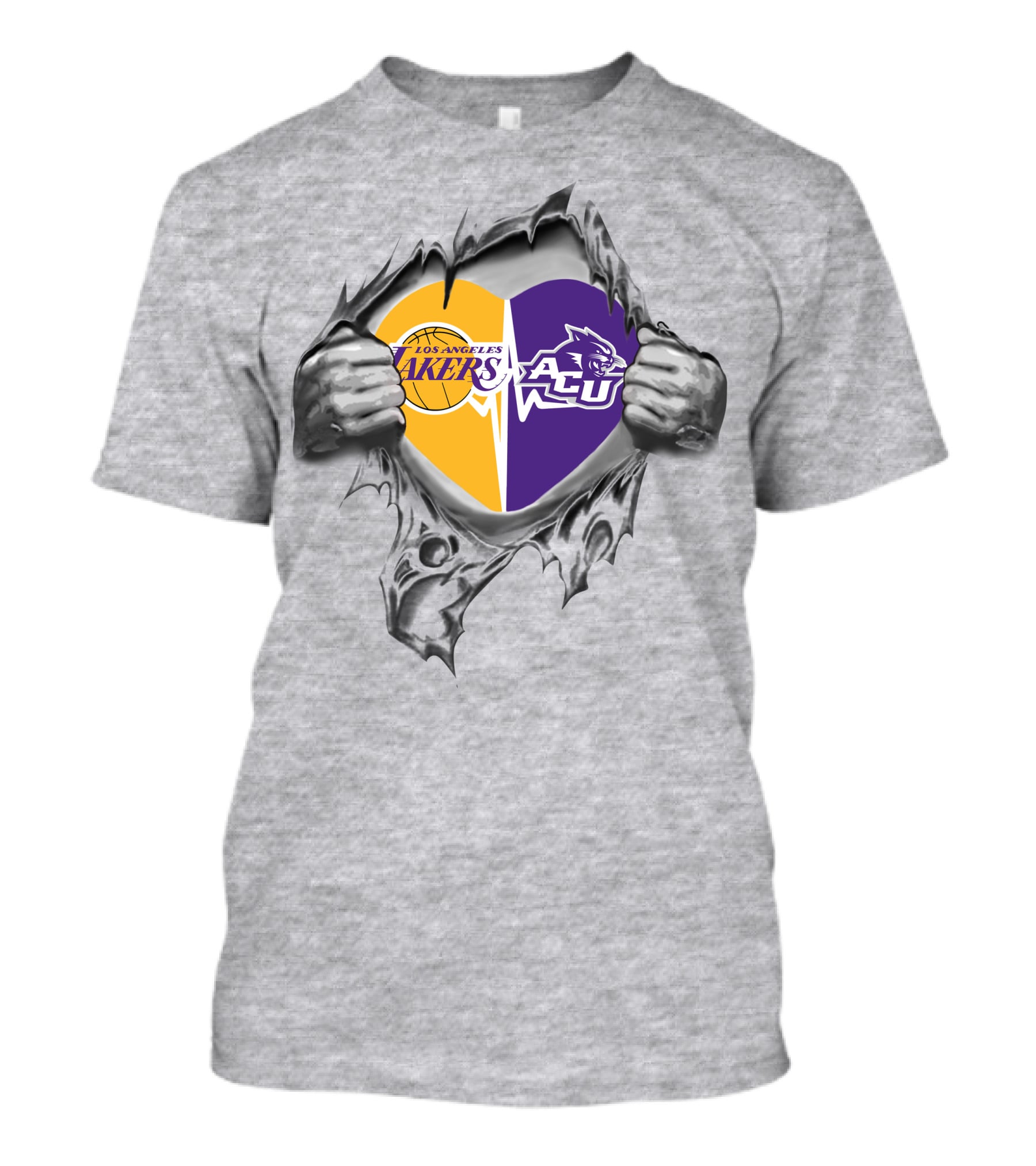Los Angeles Lakers Abilene Christian Wildcats Heart T-Shirt