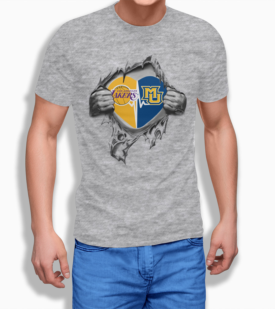 Los Angeles Lakers Marquette Golden Eagles Heart Passion Fans T-Shirt