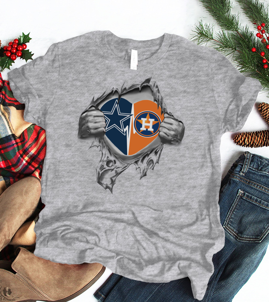 Dallas Cowboys Houston Astros Heart Design 230 Cowboys It's In My Heart T-Shirt