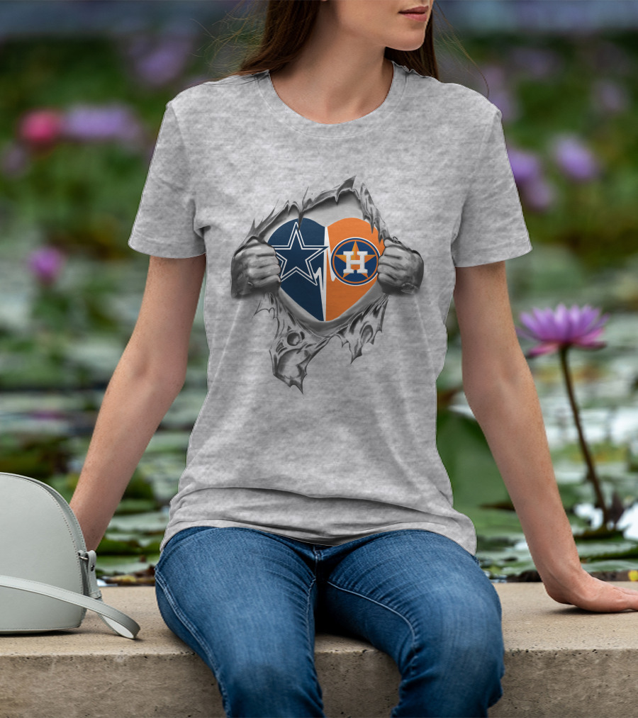 Dallas Cowboys Houston Astros Heart Design 230 Cowboys It's In My Heart T-Shirt