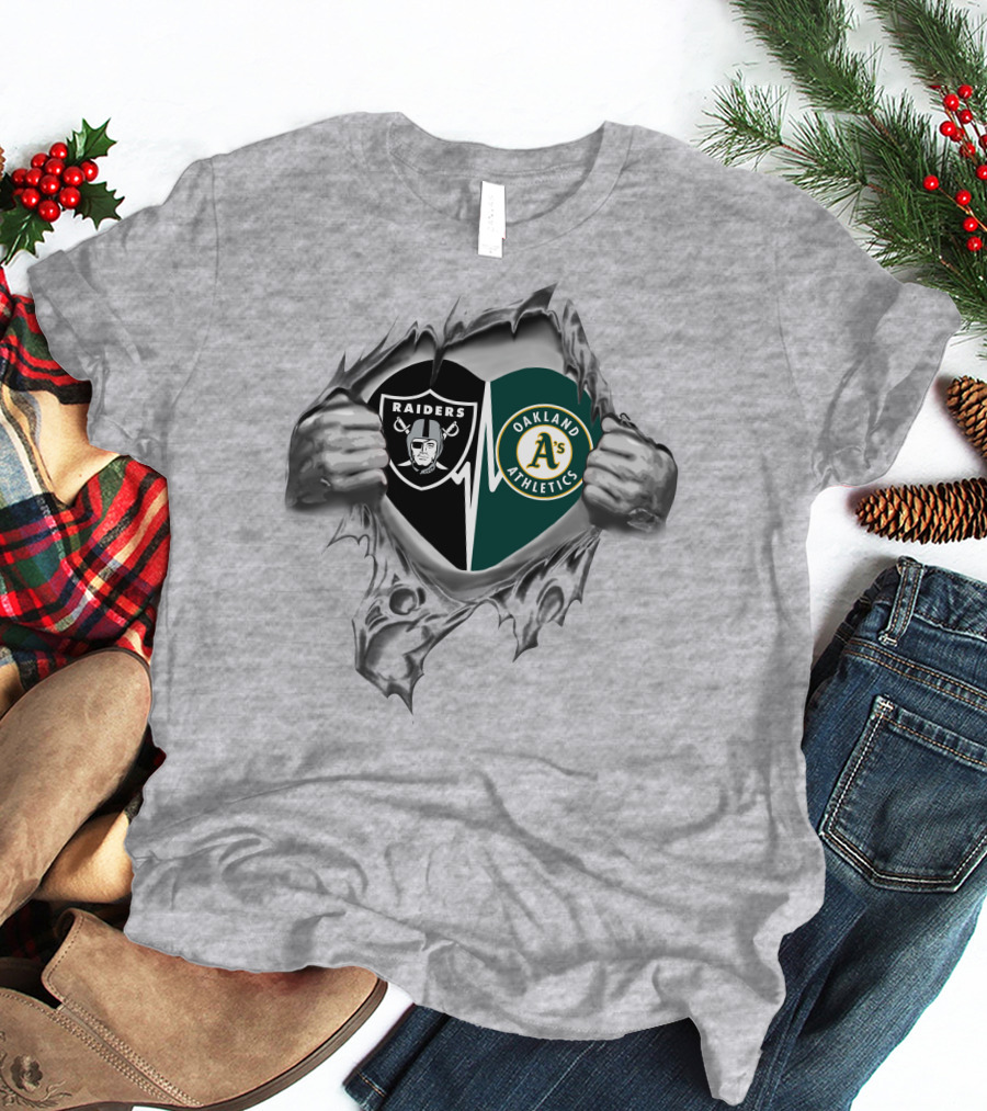Oakland Athletics Raiders Logos It's In My Heart T-Shirt
