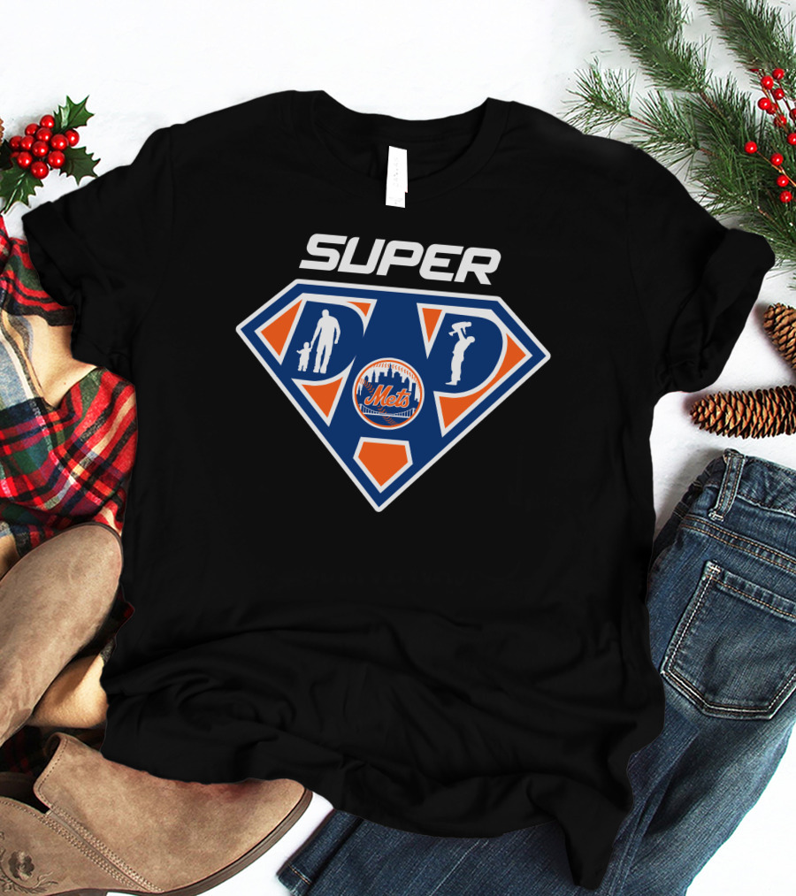 Super Dad New York Mets Logo Icons T-Shirt