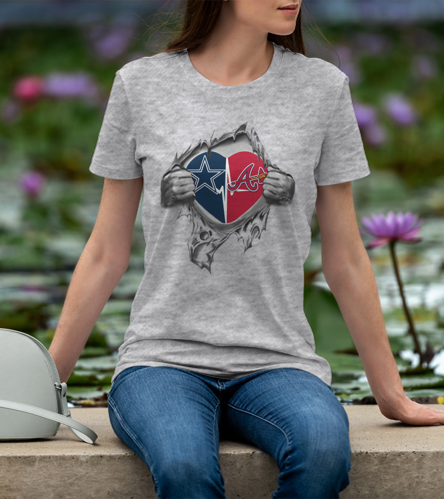 Dallas Cowboys Atlanta Braves Heart Logo Fusion T-Shirt