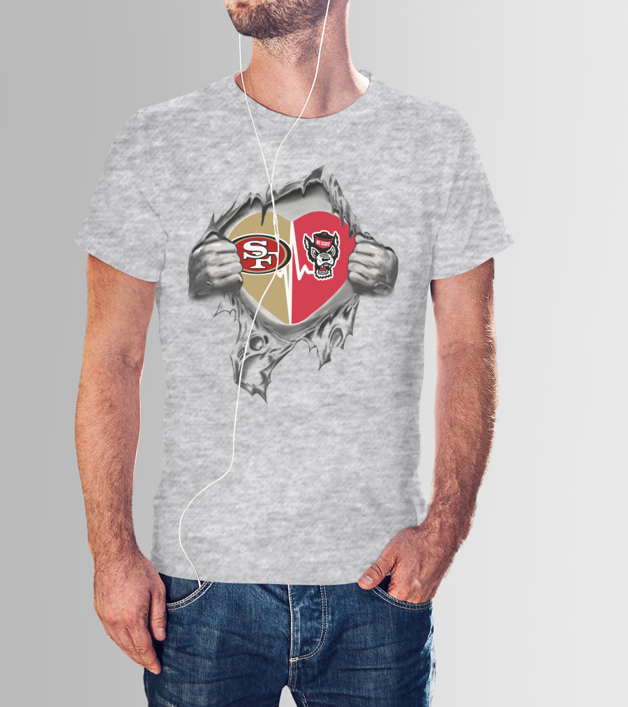 49ers Nc State Wolfpack Heartbeat Fan Loyalty T-Shirt