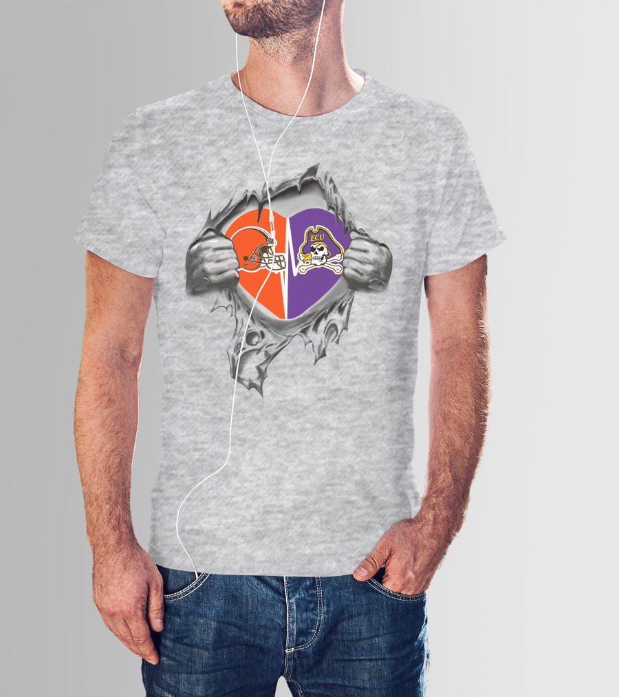 Browns Ecu Pirates Heart T-Shirt