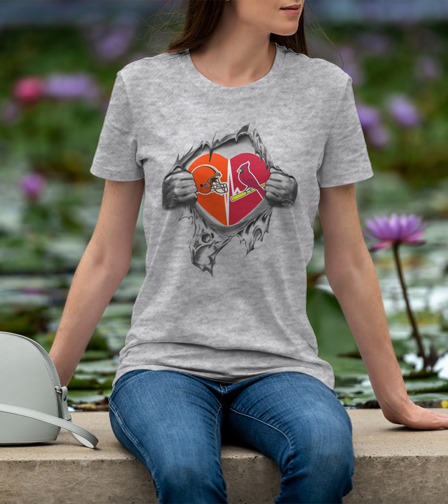 Browns St Louis Cardinals Heart Logo Passion T-Shirt