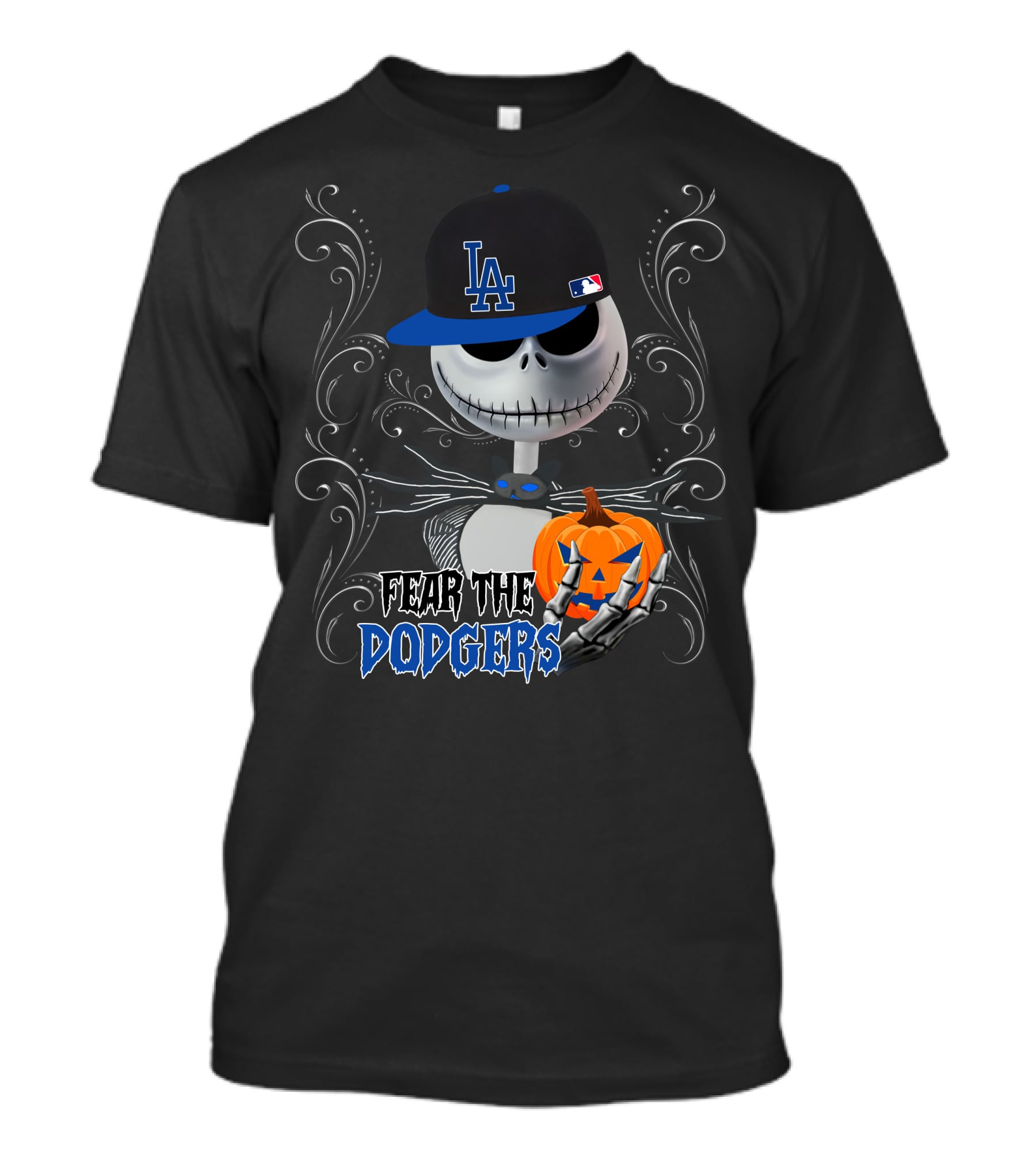 Fear The Los Angeles Dodgers Halloween Jack Skellington Pumpkin T-Shirt