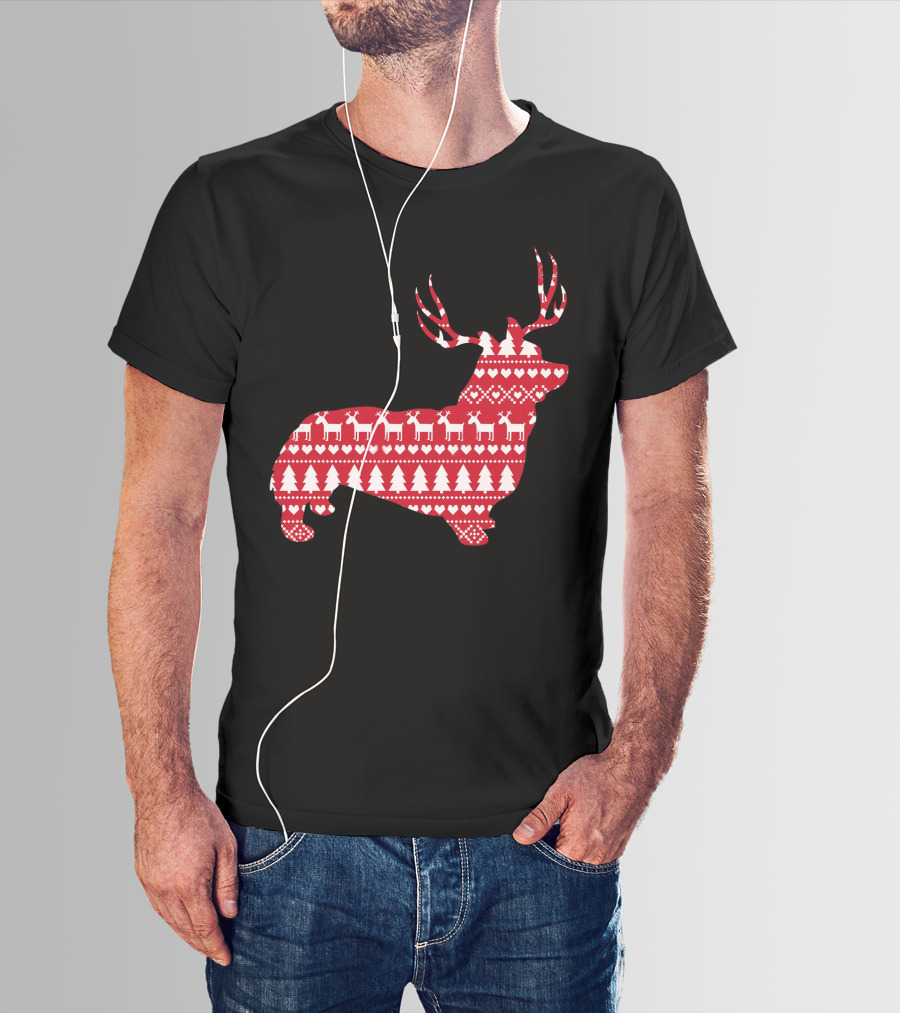 Welsh Corgi Christmas Reindeer T-Shirt