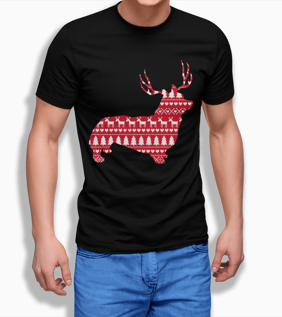 Welsh Corgi Christmas Reindeer T-Shirt