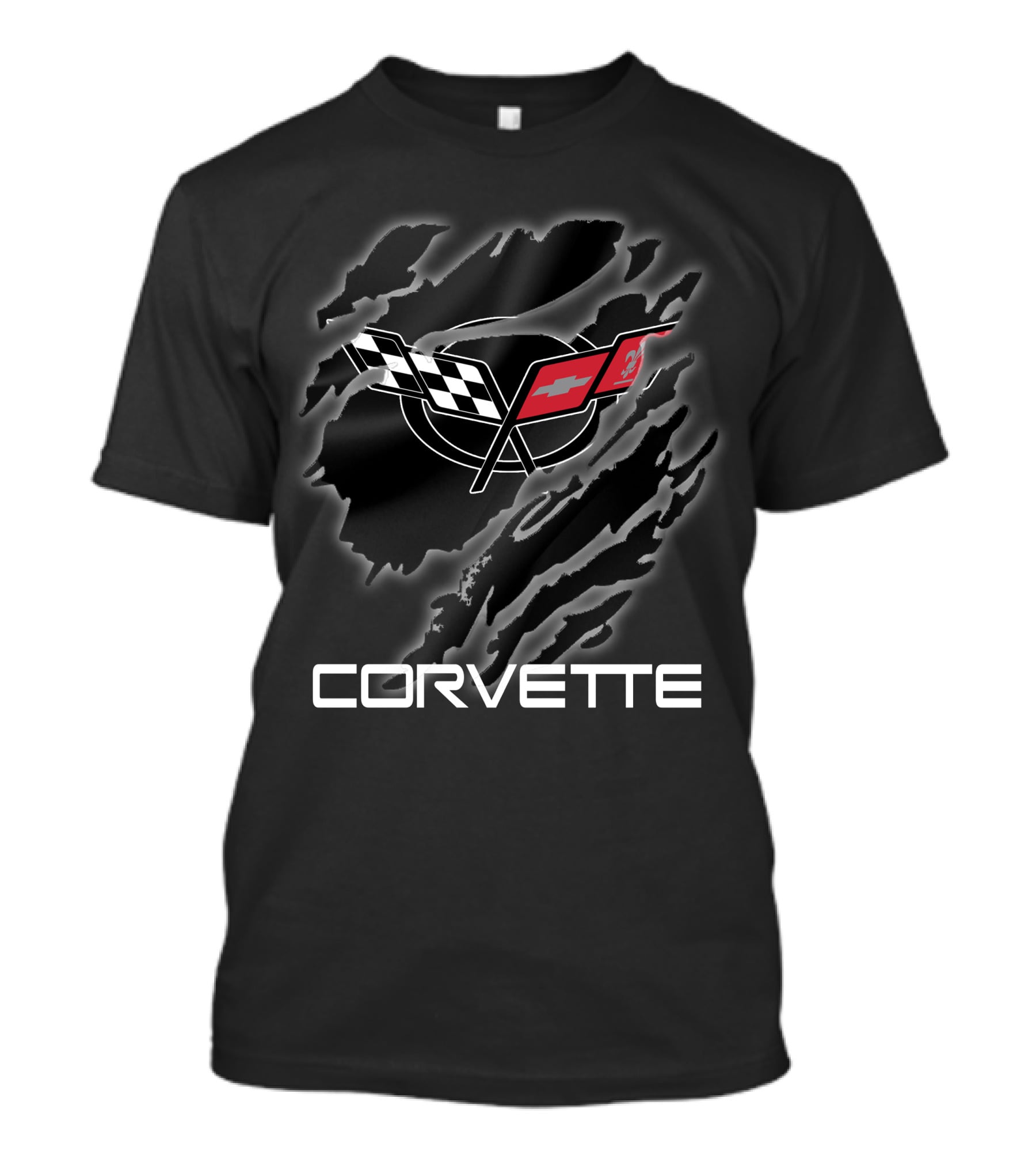 Corvette Checkered And Red Flag Emblem T-Shirt