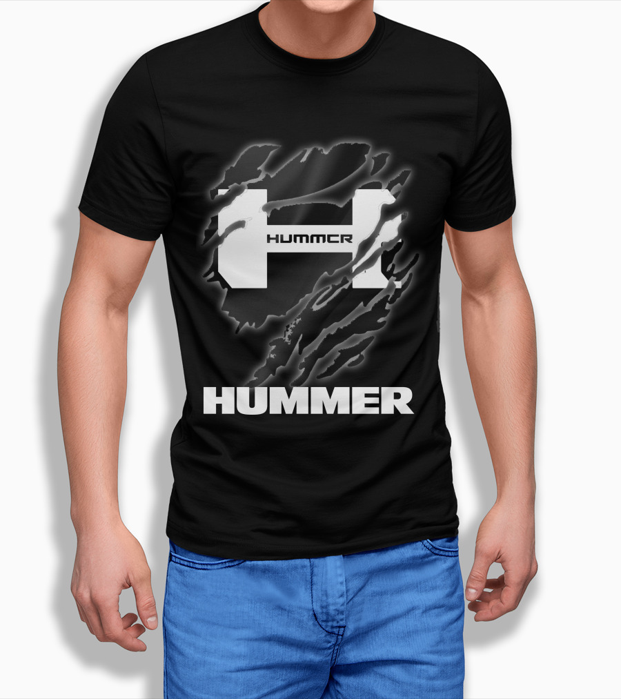 Hummer Logo with Claw Marks Text Overlay T-Shirt