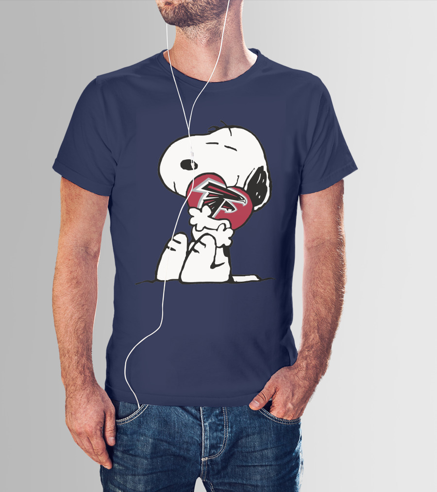 Snoopy Atlanta Falcons Logo Heart Hug T-Shirt