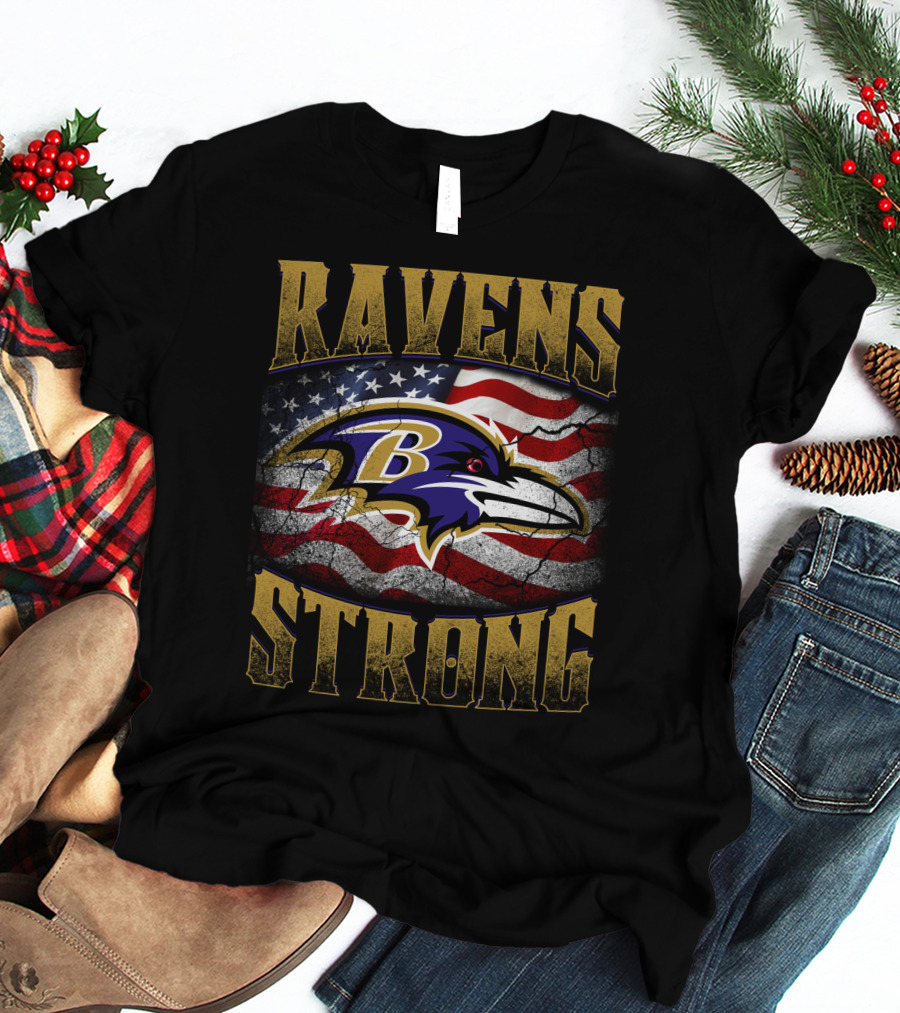 Ravens Strong Baltimore Ravens American Flag T-Shirt