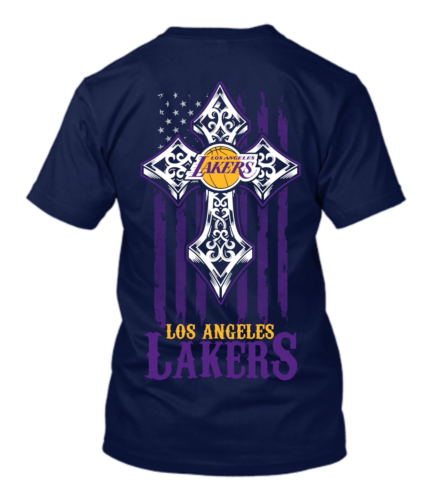 Los Angeles Lakers Cross American Flag T-Shirt