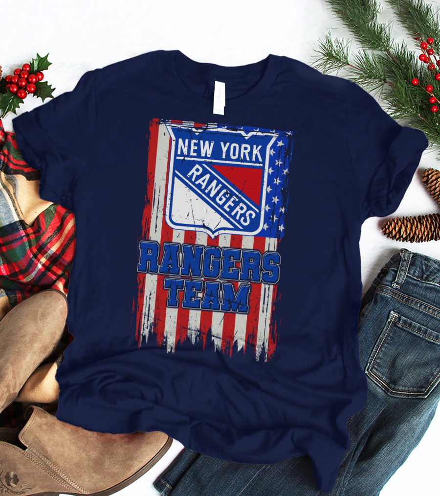 New York Rangers Team American Flag Style T-Shirt