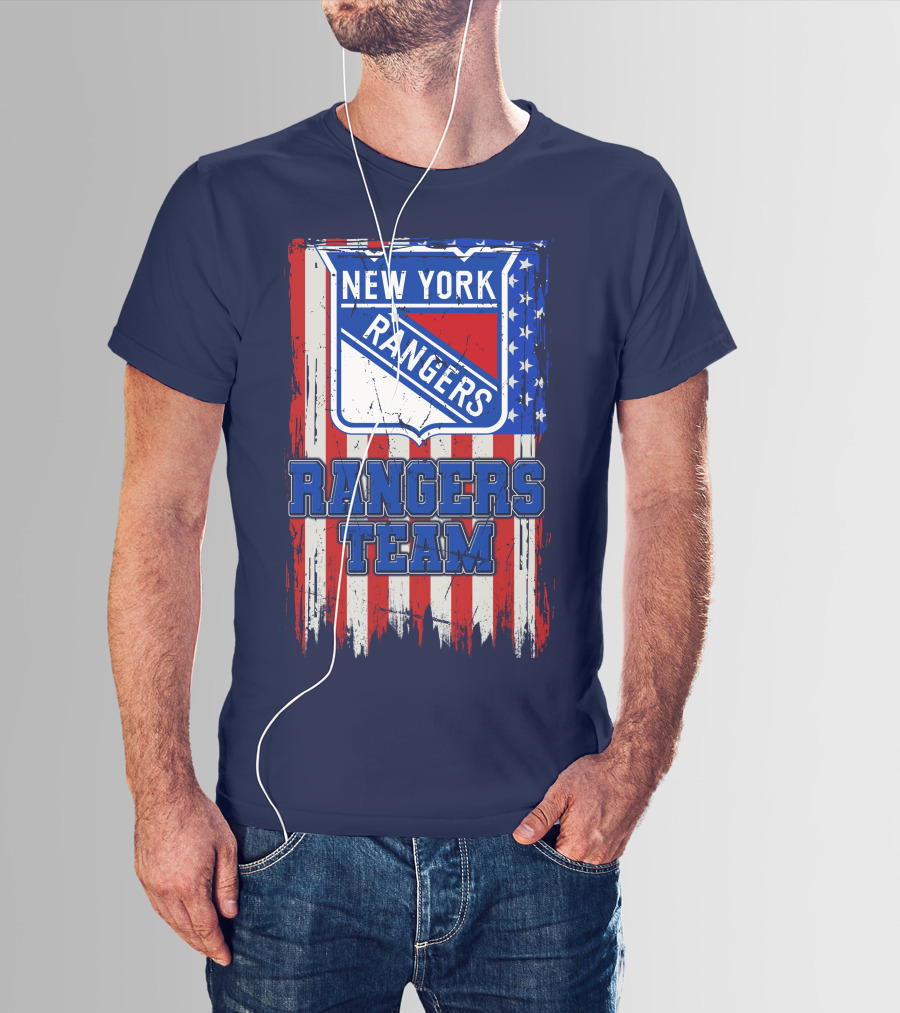 New York Rangers Team American Flag Style T-Shirt