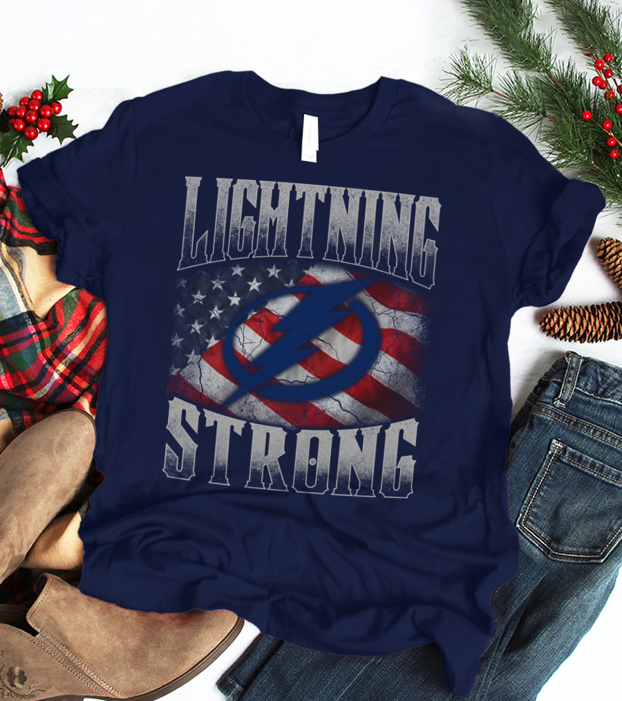 Tampa Bay Lightning Strong American Flag T-Shirt