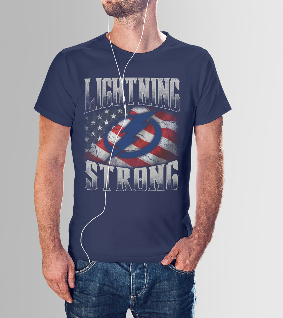 Tampa Bay Lightning Strong American Flag T-Shirt