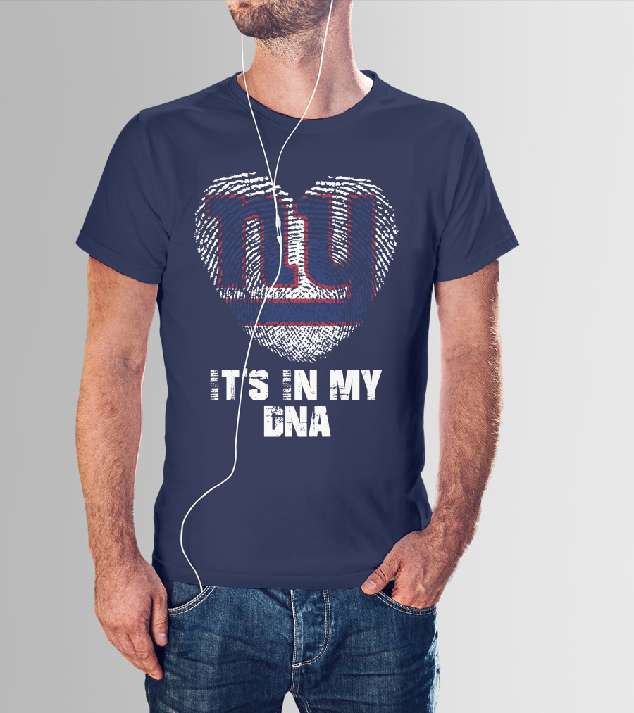 New York Giants It's In My Dna Heart Fingerprint T-Shirt
