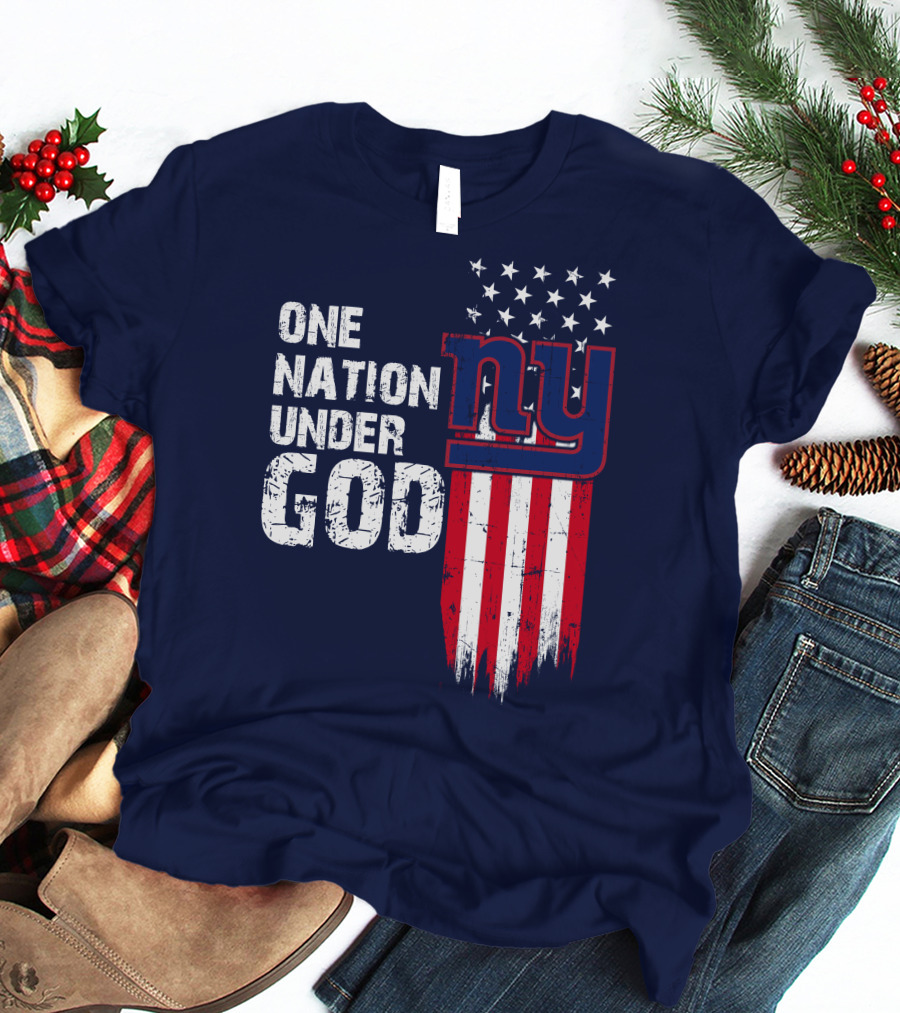 One Nation Under God Ny American Flag Design New York Giants T-Shirt