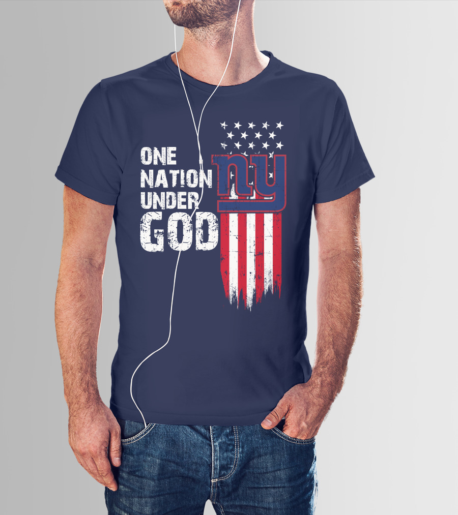 One Nation Under God Ny American Flag Design New York Giants T-Shirt