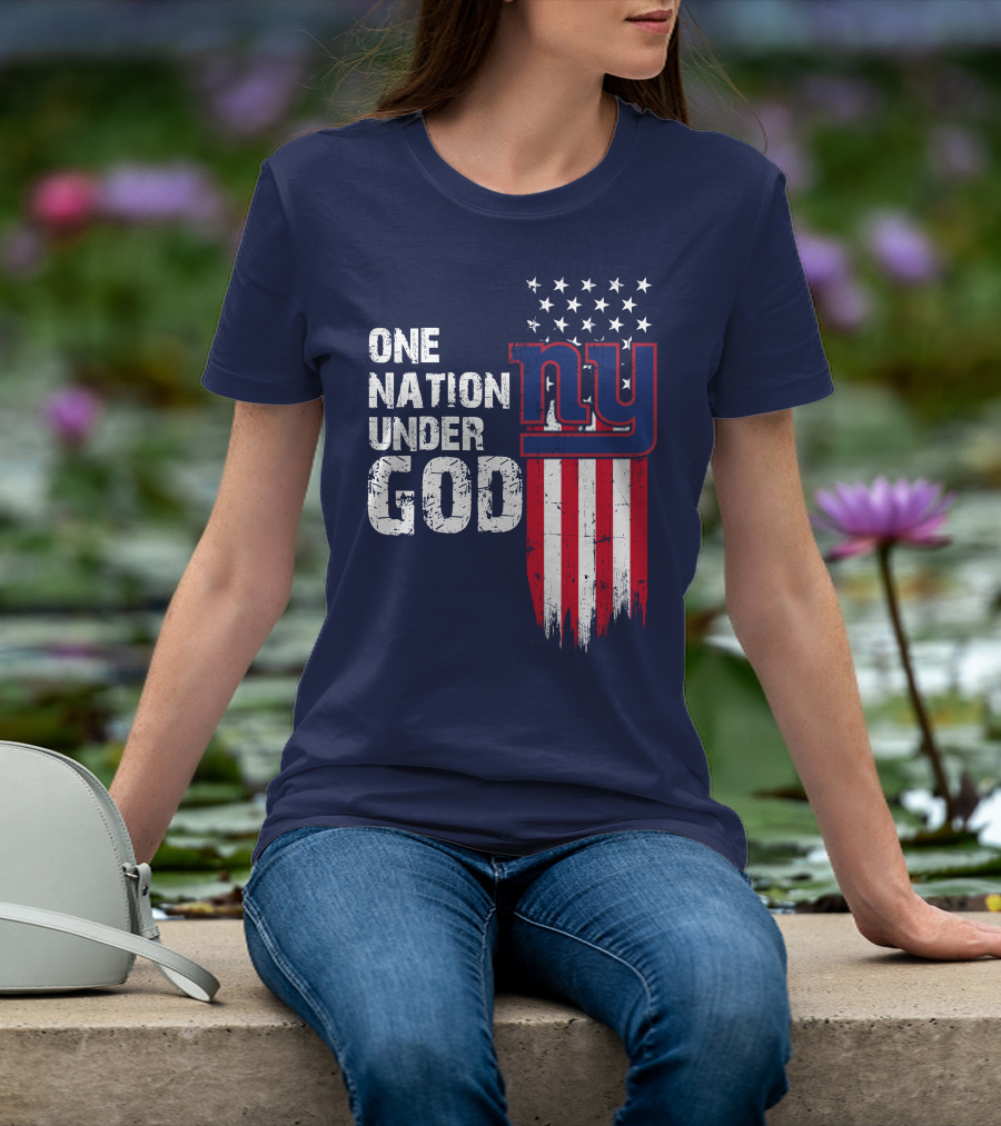One Nation Under God Ny American Flag Design New York Giants T-Shirt