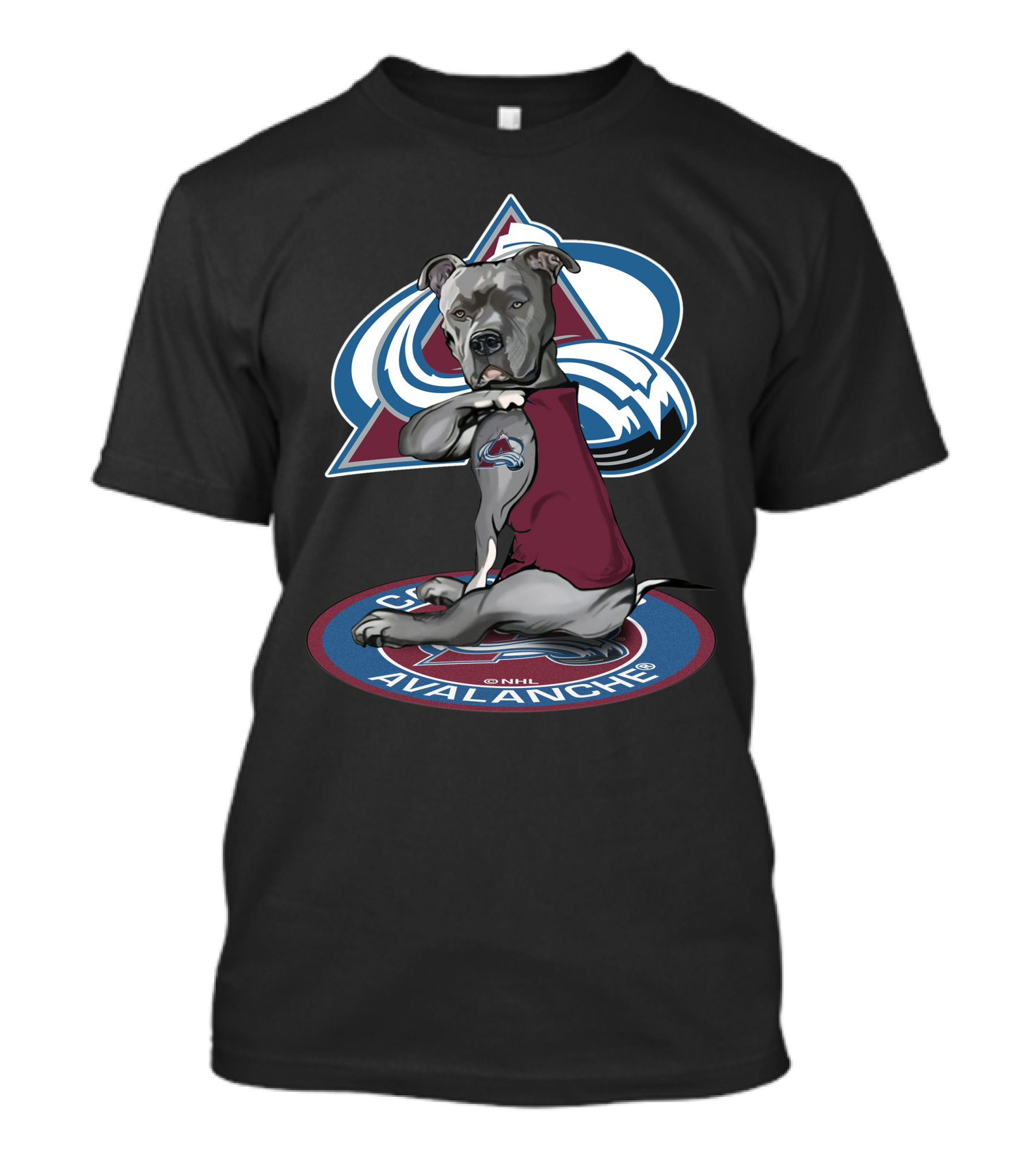Colorado Avalanche Dog With Team Logo Tattoo And Jersey Nhl T-Shirt