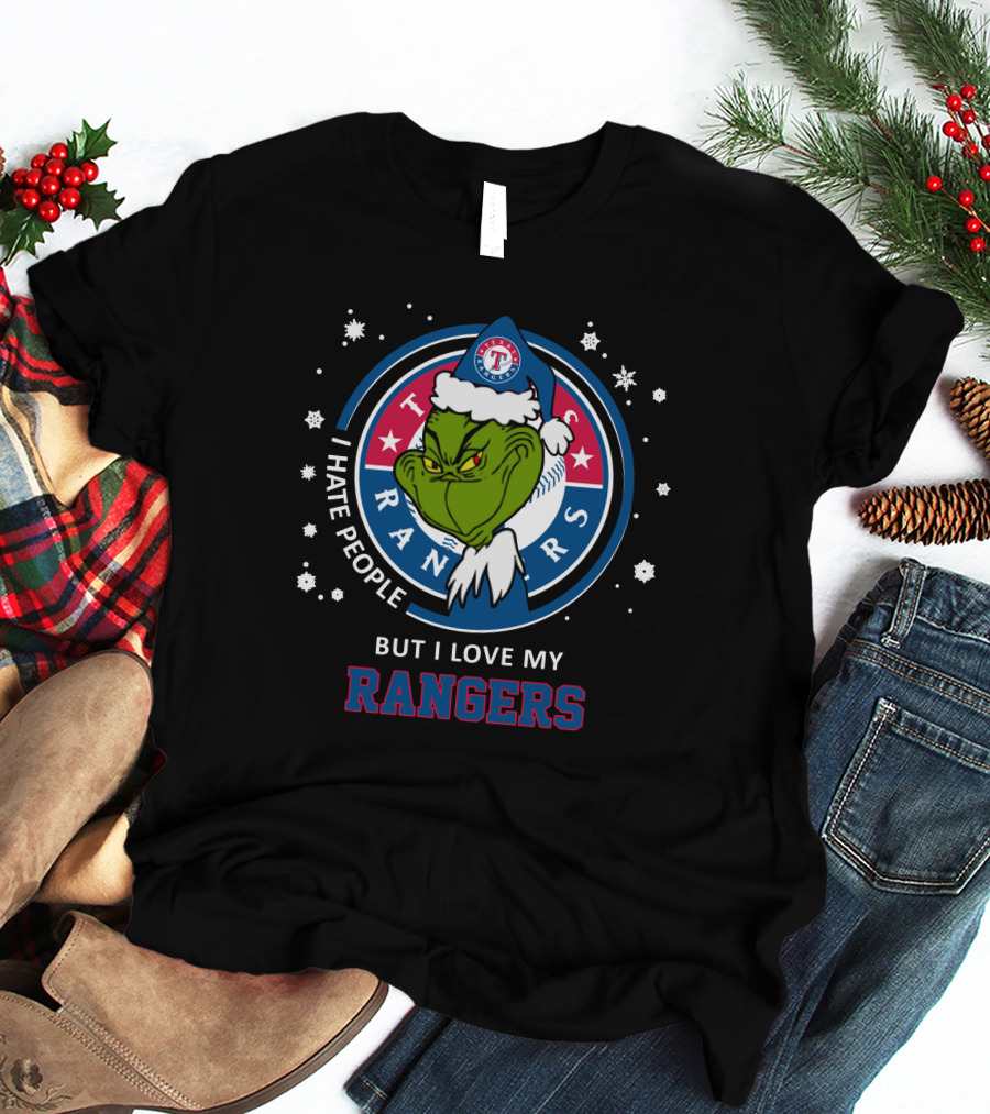 Texas Rangers Grinch I Hate People But I Love My Rangers T-Shirt