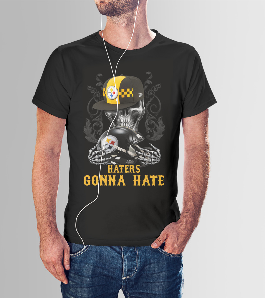Haters Gonna Hate Pittsburgh Steelers Skull With Helmets T-Shirt