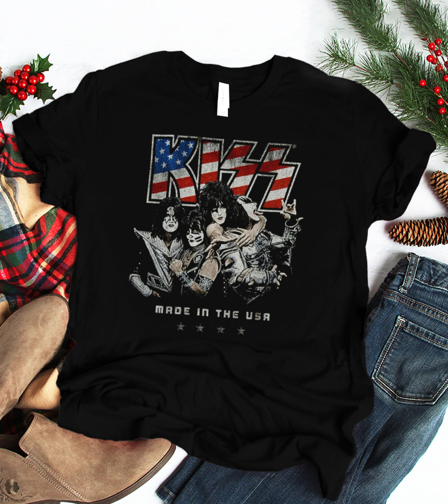 KISS Made In The USA Stars And Stripes Band Members T-Shirt