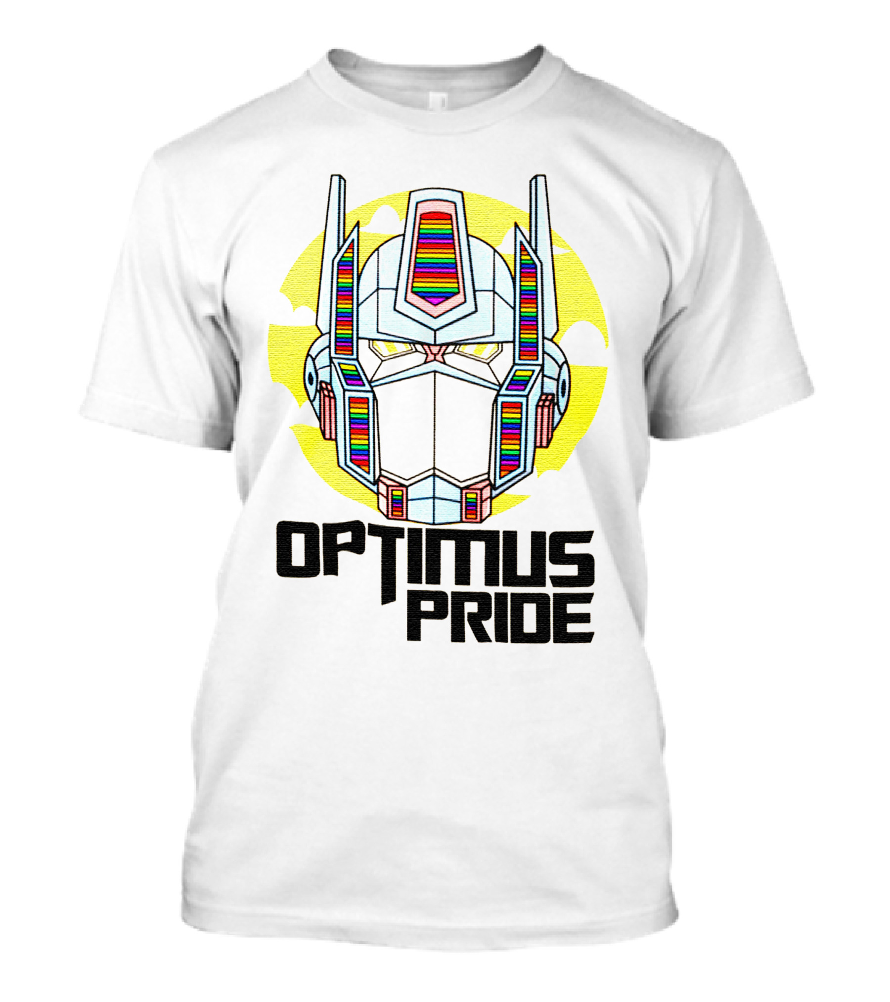 Optimus Pride Rainbow Robot Face T-Shirt