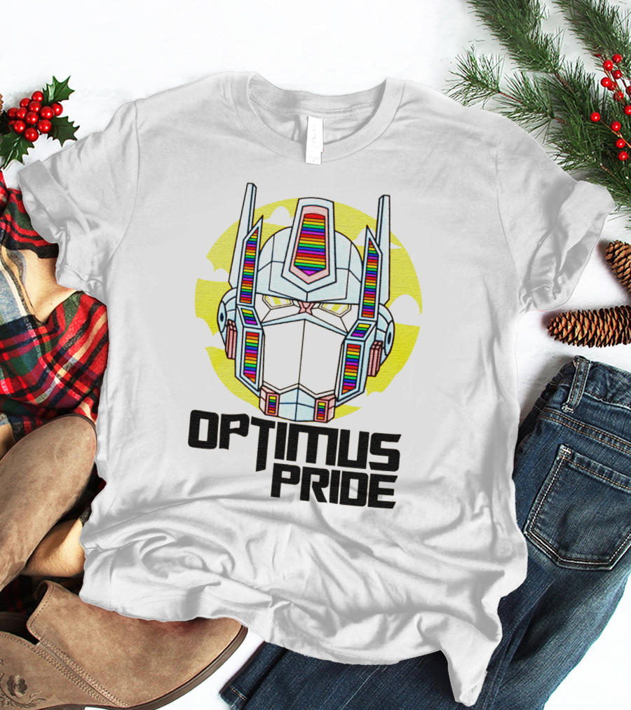 Optimus Pride Rainbow Robot Face T-Shirt
