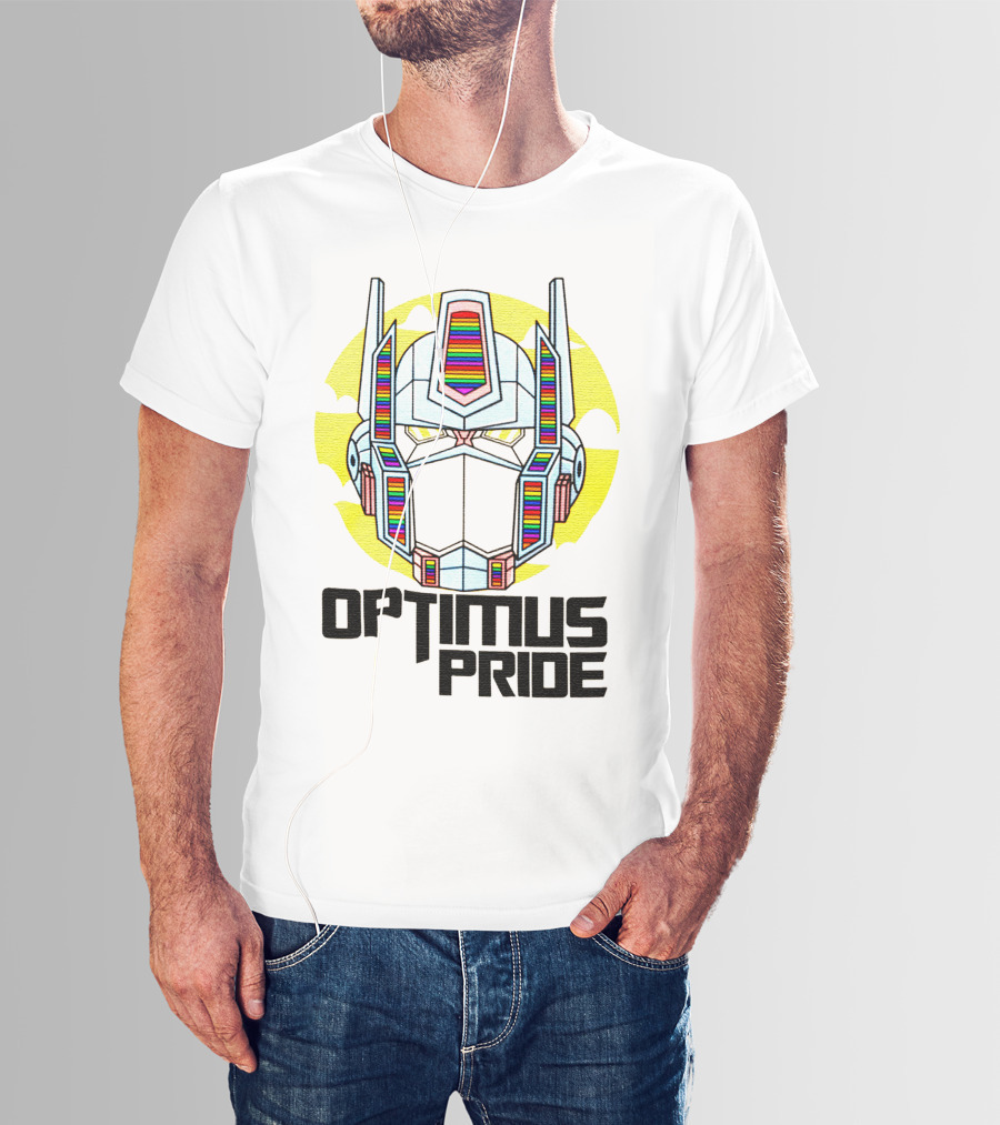 Optimus Pride Rainbow Robot Face T-Shirt