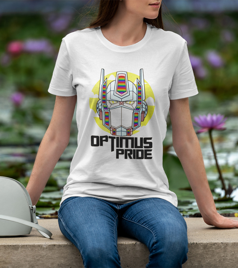 Optimus Pride Rainbow Robot Face T-Shirt